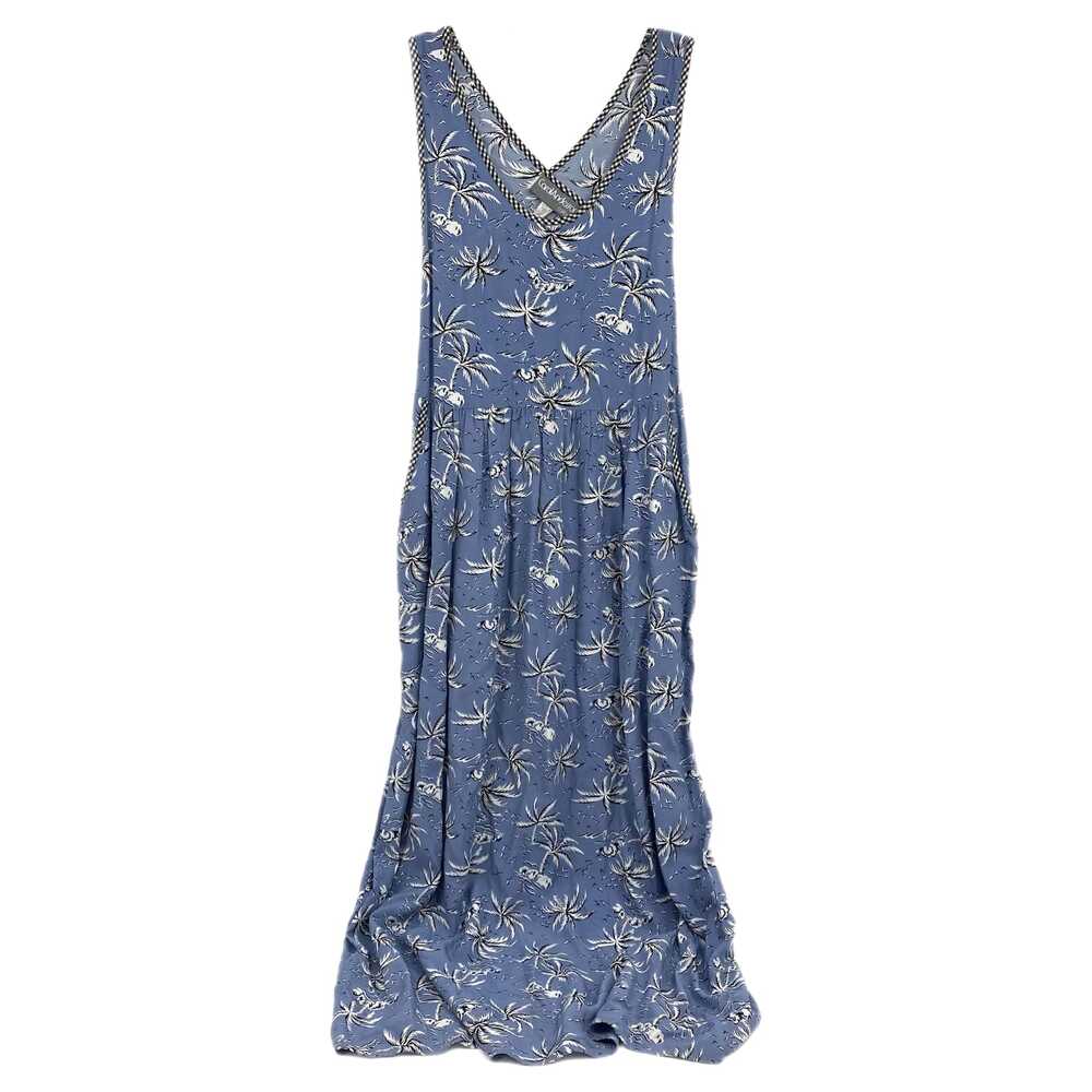Carol Anderson Blue White Vintage Tropical Print Maxi Dress | Size M